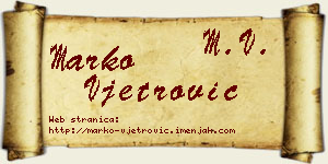 Marko Vjetrović vizit kartica